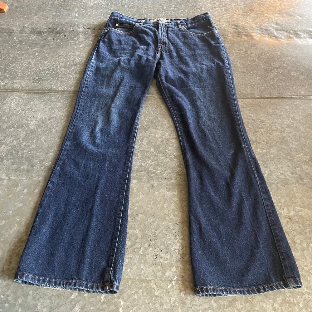 Paris Blues Originals Flare Denim Jeans Sz 9 Vintage 90s Y2K Bootcut Dark Blue